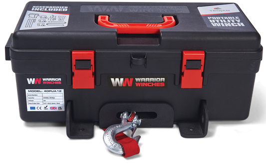 Trojan 4,000lb 12v Portable Utility Winch - Synthetic Rope