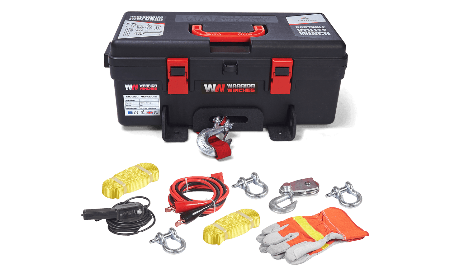 Trojan 4,000lb 12v Portable Utility Winch - Synthetic Rope